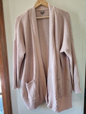 aerie Open-Front Ribbed Cardigan in Light Blush